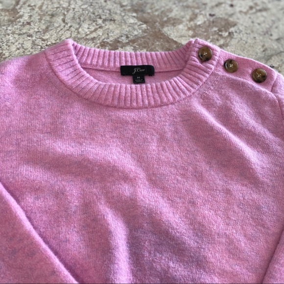 Womens Pink J Crew Sweater Medium Crew Neck With Side Buttons - Picture 3 of 3